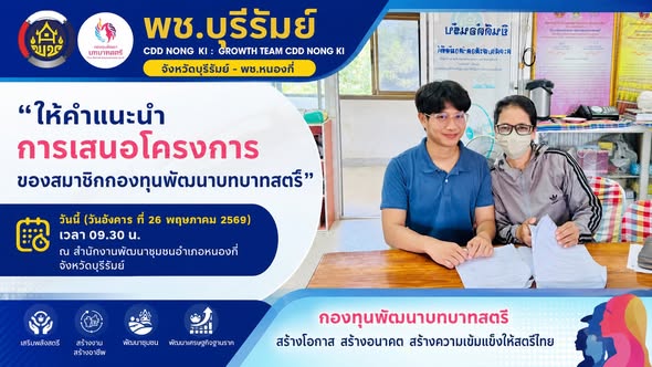 พช.บุรีรัมย์ CDD NONG KI : GROWTH TEAM CDD NONG KI จังหวัดบุรีรัมย์ - พช.หนองกี่ "ให้คำแนะนำการเสนอโครงการของสมาชิกกองทุนพัฒนาบทบาทสตรี"
